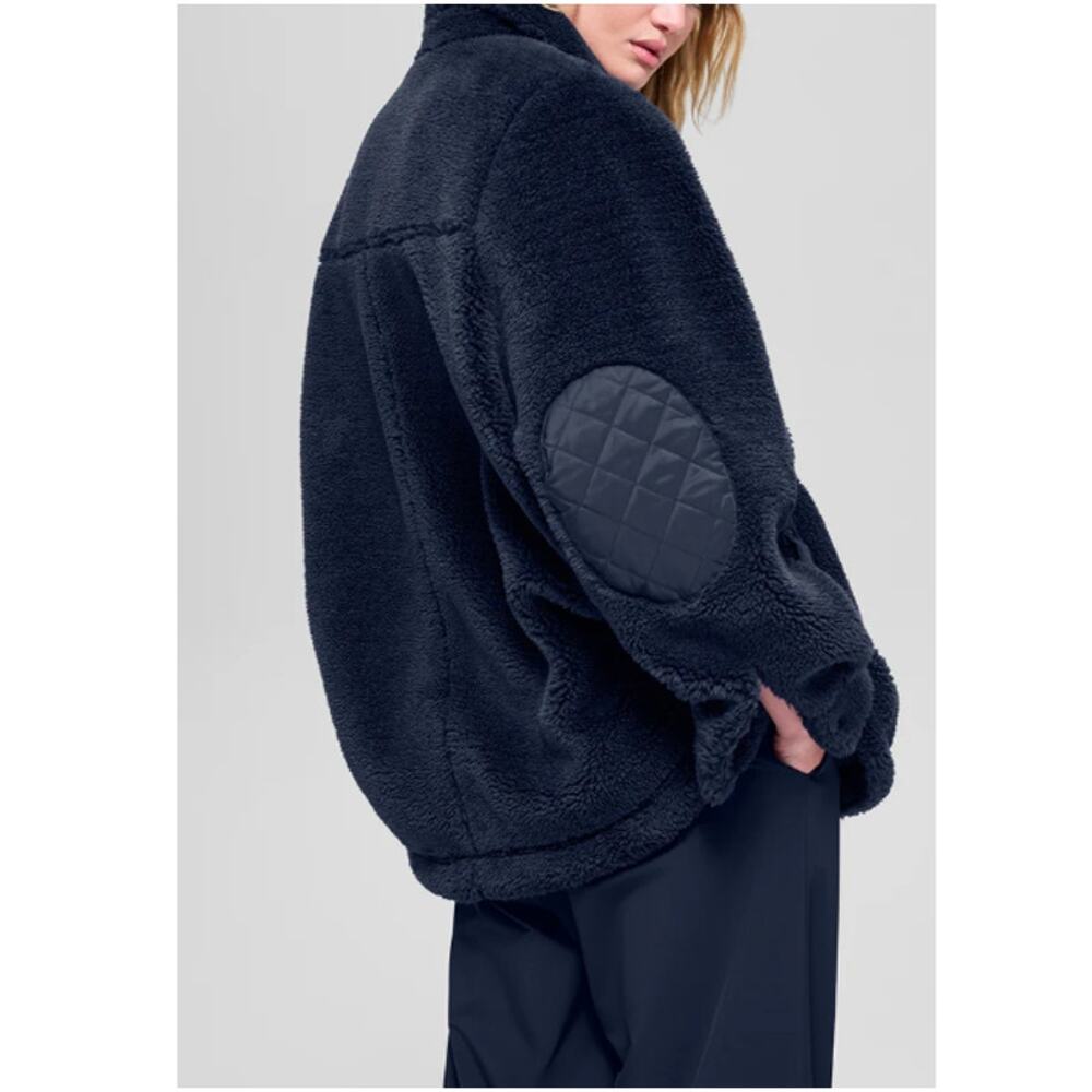 Alo Yoga Unisex Navy Sherpa Edge Shacket Size L - Picture 10 of 10
